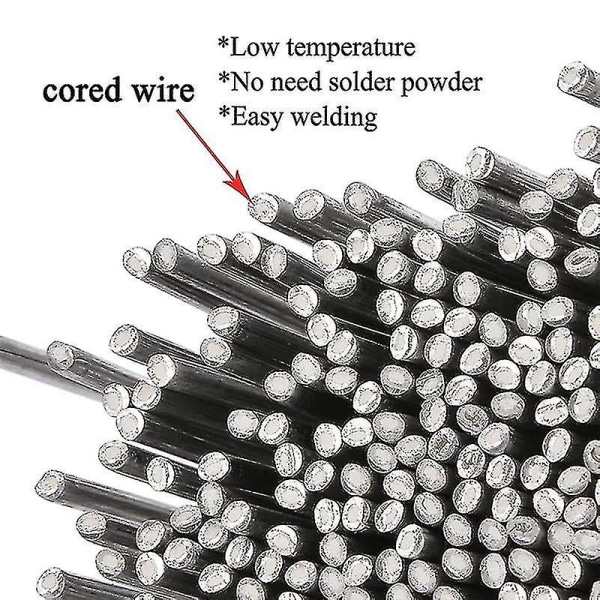 100 stk aluminiumselektrodetråd lav temperatur smeltbar løsning sveiseflukskjerneelektrode 2,0mmx33cm(1/