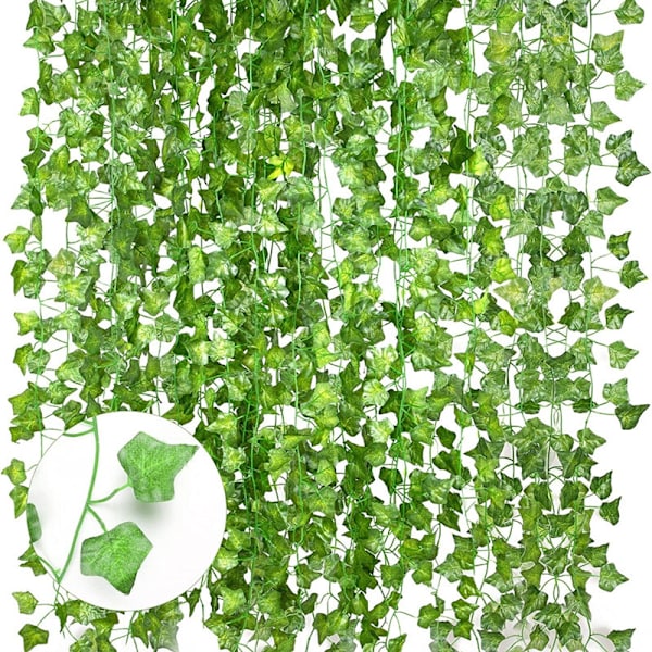 12 konstgjorda vinrankor med konstgjorda murgrönsblad 36 leaves creeper