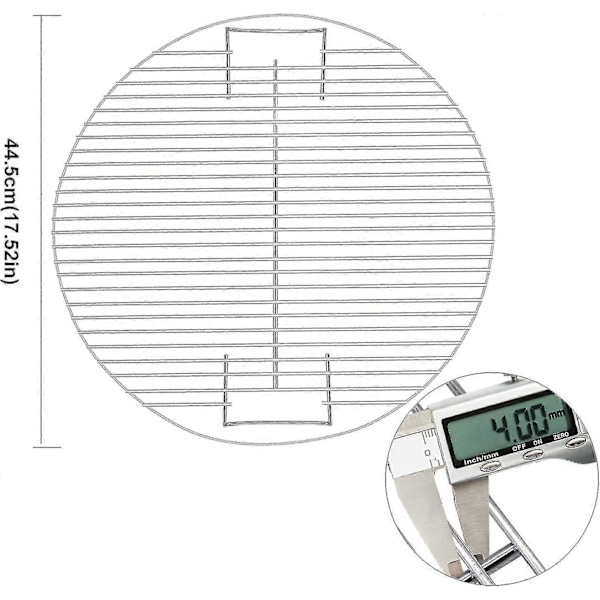 44,5 cm:n ruostumattomasta teräksestä valmistettu BBQ-grillin ritilä hiiligrillin, kuten Weber Char-broilin ja keraamisten grillien, kuten Large Big Greenin, käyttöön