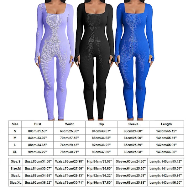 Brannsalg - Dame Jumpsuits Dame Yoga Jumpsuits Trening Ribbet Lang Ermet Sport Jumpsuits Ny Purple M