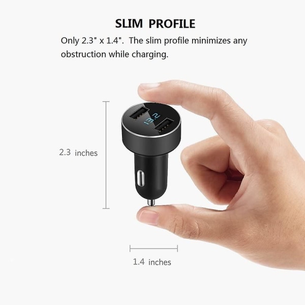 Dobbelt USB Billader, 4.8a Udgang Billader, -lighter Spændingsmåler Til ,,,lg, Etc, Sort