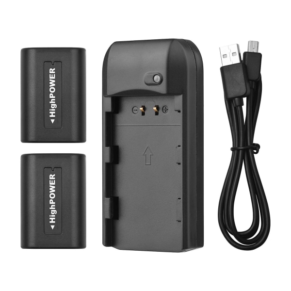 Np-fv5 Batterilader med LED-indikatorlys + 2 stk. Np-fv5 Plus-batterier 3,7v 1000mah med USB-ladekabel