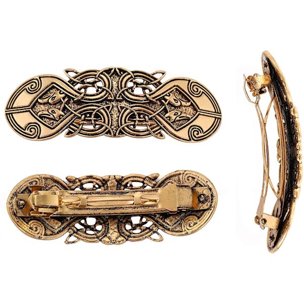 Metal Celtic hiuspinni retro Odinin varis käsintehty jousipuristin hiuskoru häämorsian hiuslisävarusteet naiset (Kulta)