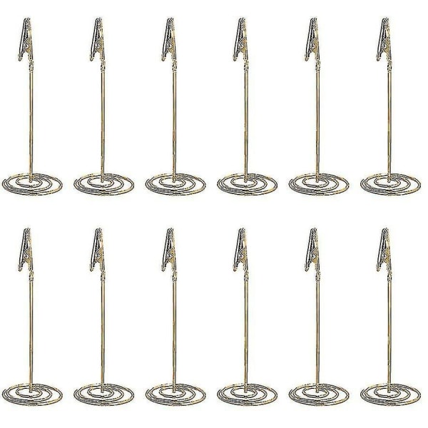 12 st platskortshållare, memohållare, klipp, fotohållare, bordsnummerhållare, guld