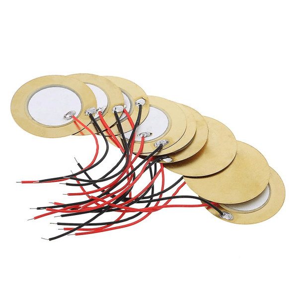 10 stk 35mm Piezo-elementer Summer Buzzer Sensor Trigger Trommeskive + Kobbertråd