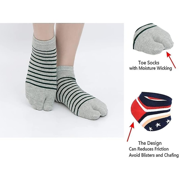 Tåstrumpor Bomull Athletic Toe Separator Socks - Five Finger Strumpor/ Flip Flop Tab
