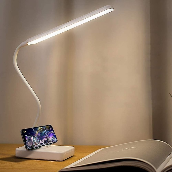 Trådløs USB-genopladelig LED-bordslampe, 1500 mah batteri, berøringsdæmpning 3 farvetilstande, bærbar læselampe, batteridrevet skrivebord til børn, soveværelse, senge