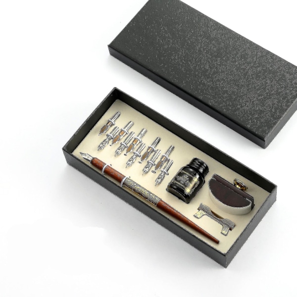 Kalligrafi Pen Set - Fountain Dip Pen Og Blæk Pen Med 10 Nibs Dobbelt Pol