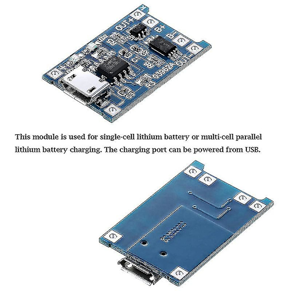 For Tp4056 Latausmoduuli Latauslevy 18650 Bms 5v -usb 1a 1865