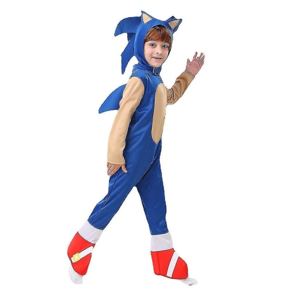 Cosplay Kostumer Børn Mus Fest Jumpsuit + Handsker Sonic Blue S