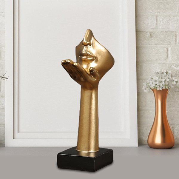 Tenkende Ansiktsdekke Statue, Stille Gull Resin Skulptur Figur Borddekor - Håndholdt Ansiktsdekke, Kreativ Tenker Statuer, Figur Gold E