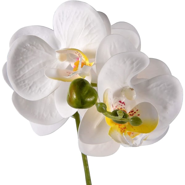 Kunstig orkidé i potte Kunstig Phalaenopsis Plastic Bonsai Deco Orkidé Til hjemmekontoret Soveværelsesdekoration, 32x18x5,5 cm, Hvid