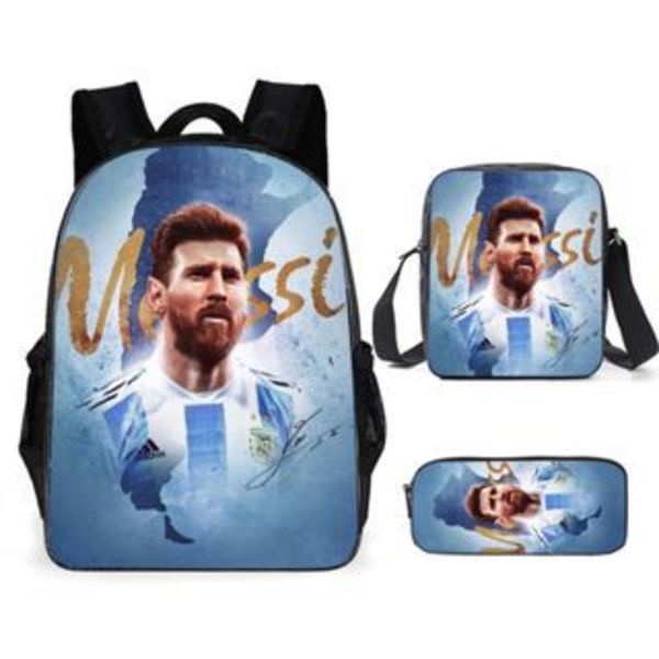 3 kpl/setti jalkapalloilija Lionel Messi reppu opiskelijan koululaukku Z satchel
