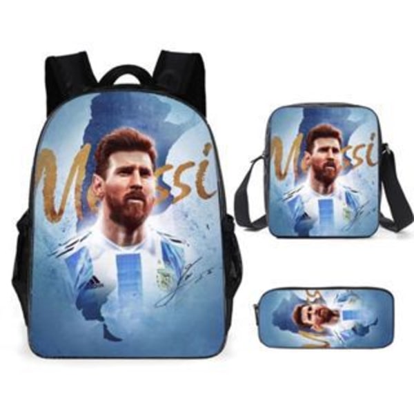 3 stk/sæt fodboldstjerne Lionel Messi rygsæk elev skoletaske Z pencil case