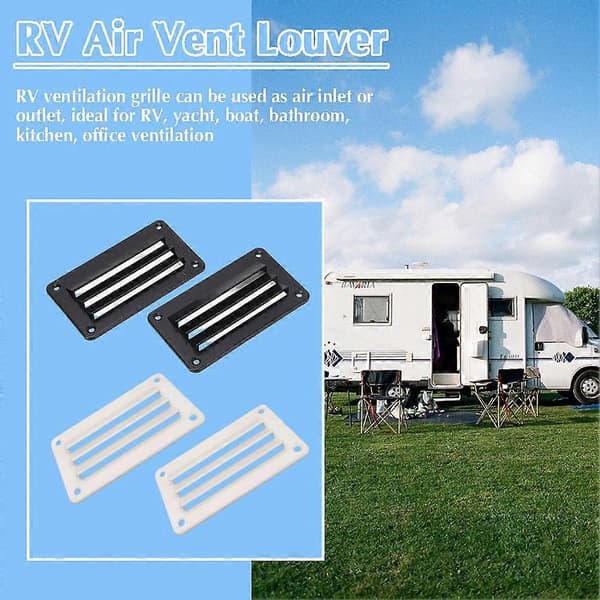 Husbil Luftventil Lamell ABS Material Badrum Kök Kontor Ventilationsgaller 2pcs black