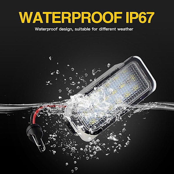 2x LED Nummerplatelys For Ford Focus Mk II Fiesta Mk VII Mondeo Mk IV Kuga S-max 2008-2019