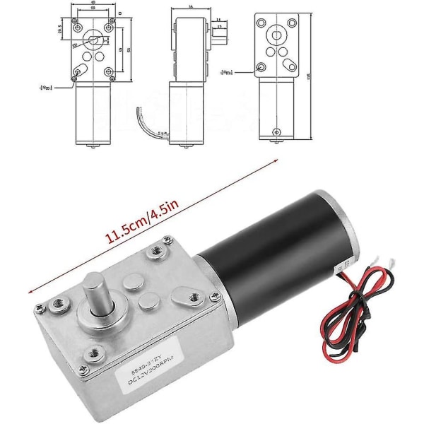 12V 200rpm Växelmotor - Permanentmagnet DC-växelmotor för elektrisk utrustning