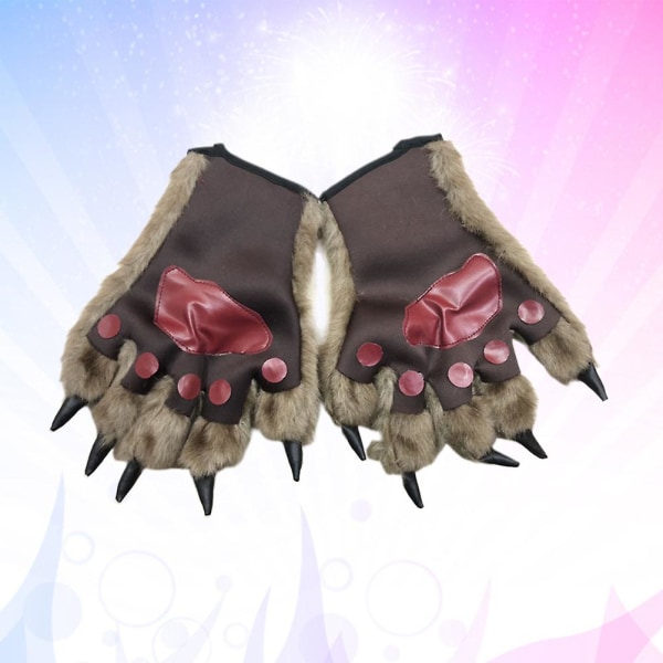 Vintervotter Furry Wolf Paw Gloves Dog Paw Costume Hanske Wolf Paw Gloves Paw Votter
