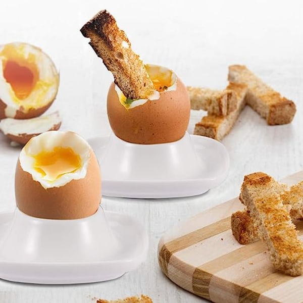 Keramiska äggkoppar Set om 4, Porslin Hård Mjukkokt Ägghållare Square egg tray *4