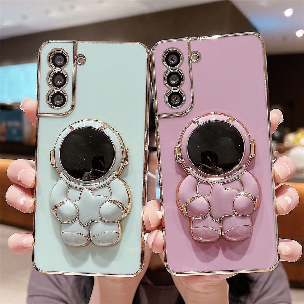6d Plating Astronaut Hidden Stand Case Cover Kompatibel Samsung Galaxy S23 Ultra/s23 Plus/s23 Med Kameraskydd Purple S23 Plus