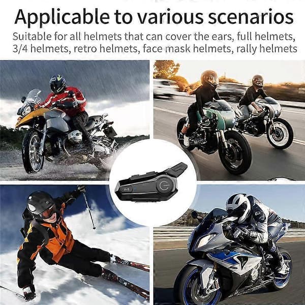 BT5.0 Motorcykel Headset Intercom Interconnection Udendørs Ridehjelm Headset med DSP+ Støjreduktionsfunktion