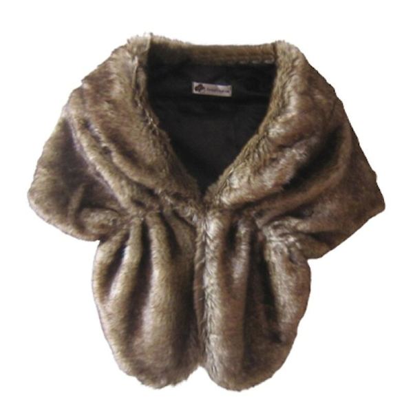 Vinter Elegant Dame Imiteret Pels Kappe Brude Imiteret Pels Frakke Kvinder Bryllup Sjal Aften Fest Wraps Slim Pels Skulder Kapper BC S