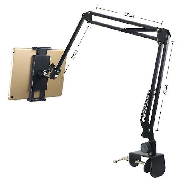 Tablettstativ for seng, Tablett Holder Seng, Tablettstativholder 360 Grader Rotasjon Med Stabil Aluminiumarm For Ipad, Tabletter, Telefoner Eller Andre Enheter