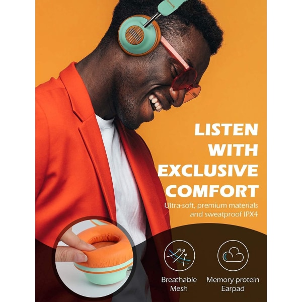 Bluetooth-aktiiviset melunvaimennuskuulokkeet, SuperEQ S2 langalliset ja langattomat päällä blue yellow