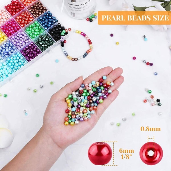 1680 stk 6 mm 24 farver runde perler perler med huller til smykker Fremstilling af løse afstandsperler til gør-det-selv C