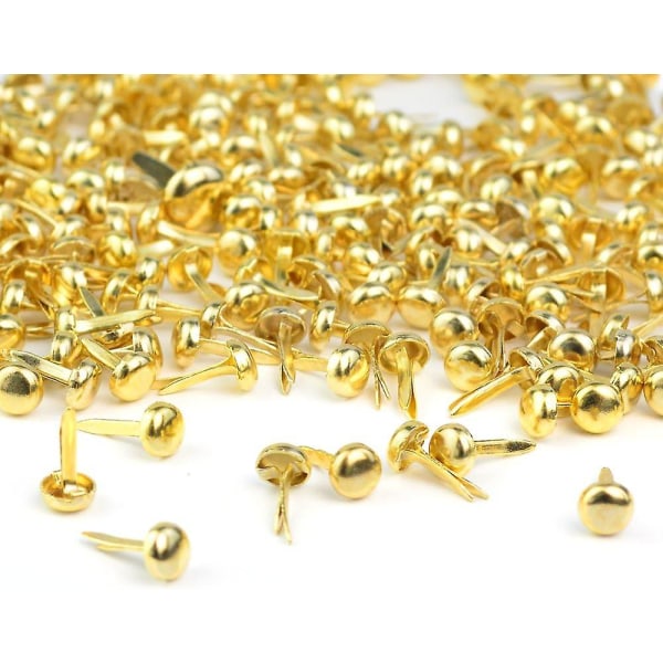 500 st pappersfästen - Mässingsbelagda scrapbooking-stift runda metallfästen med förvaringsväska