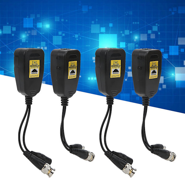 4 stk. Hd-videoforstærker Anti-torden Power Balun Rj45 2in1hdcvi/tvi/ahd/cvbs 2~8mp