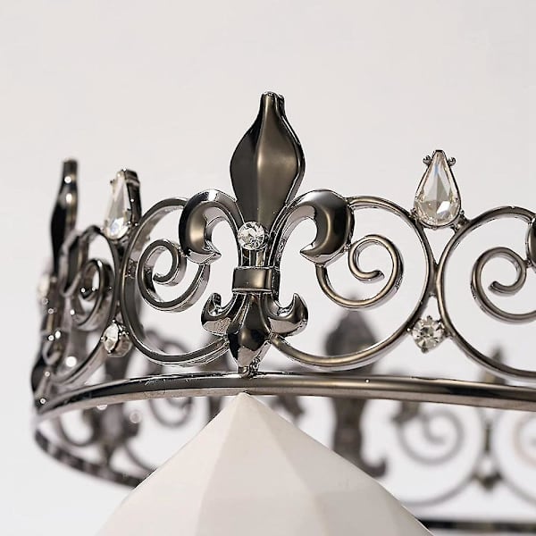 Gotisk full kunglig krona - Metallkronor och tiaror för män och pojkar, Goth Prince Prom Party Hats, Hallo