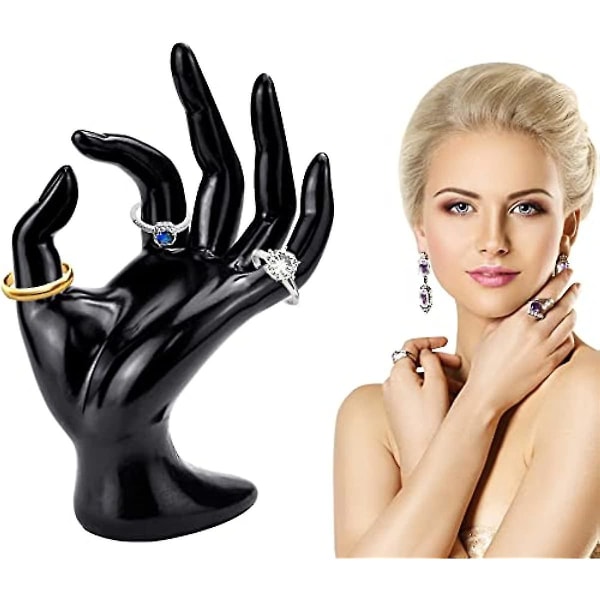 Visningsholder for håndsmykker, svart ringholder Håndskjerm Ok form utstillingsdukke Håndarmbånd Ringholder Armbånd Holder for smykker for visning
