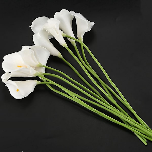 Calla Brudbröllopsbukett 10 Huvud Latex Real Touch Kc51 Vit
