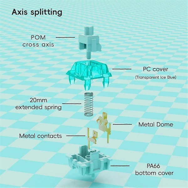 70 stk. F.S Ice Burning Shaft Switches 5 Pin Advance Large Paragraph Axis for DIY Gaming Mekanisk Tastatur