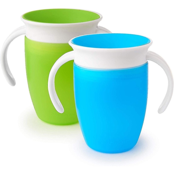 Miracle 360 Trainer Cup For Children, Green And Blue 207ml 2 Pack