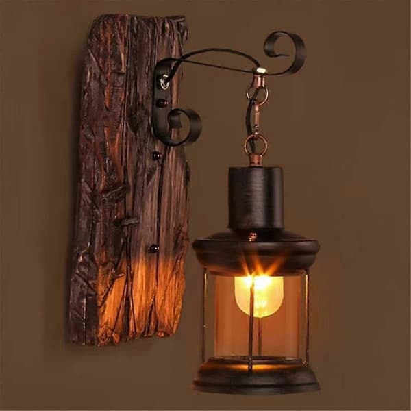 Archaize industriel trævæglampe rustik væglampe dekoration Rustic Wall Lamp no bulb