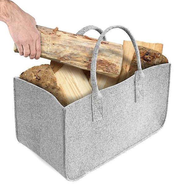 Brændekurv, Filt Brændekurv Træposebærer Udendørs Camping Log Totes Holder Opbevaring Brændekurv Træpose (sort)