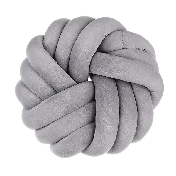 Knot Pynte Pute 14X14 Fløyel Dekorative Pynteputer Knyttet Pute grey
