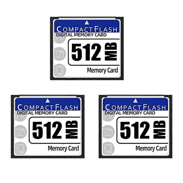 3X 512MB Kompakt Flash-minnekort for kamera, reklamemaskin, industriell datamaskin