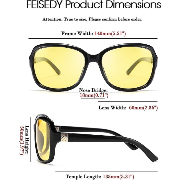 Klassiske Kvinders Natbriller Kørende Anti Refleks Wrap Around Gule Solbriller C4