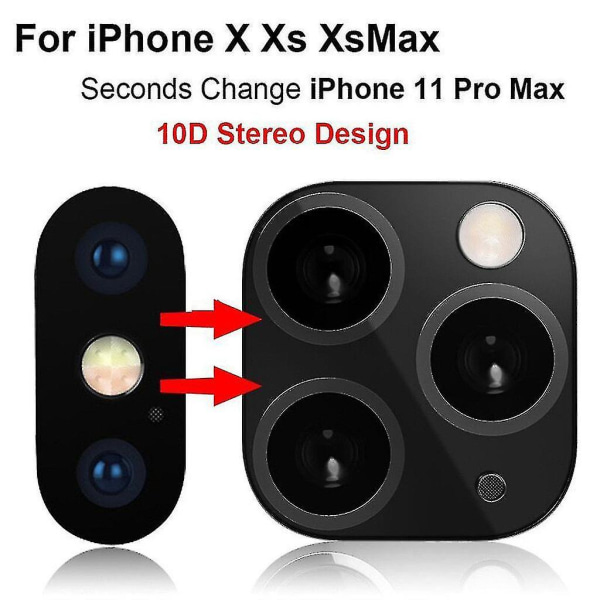 Camera Lens For Iphone X/xs Seconds Change Protector Ring Cover To 11 Pro Max