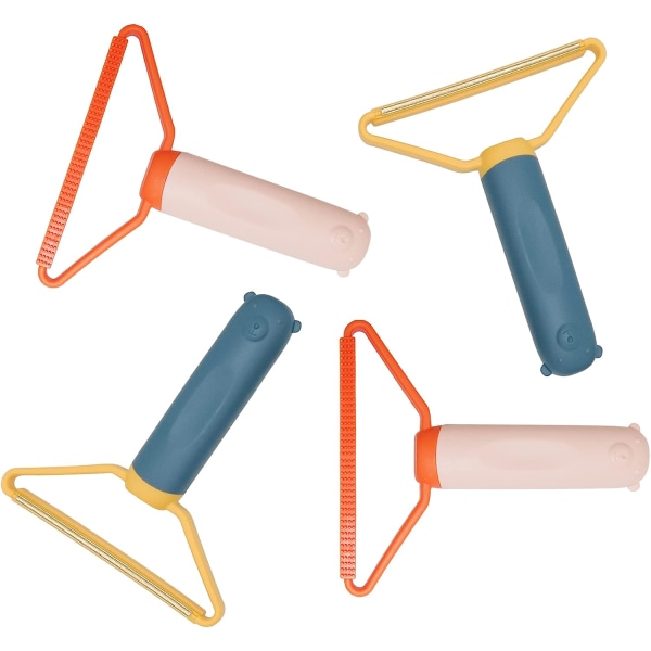 4 st återanvändbara bärbara luddbortagare för husdjurshår på kläder Blue+pink*2