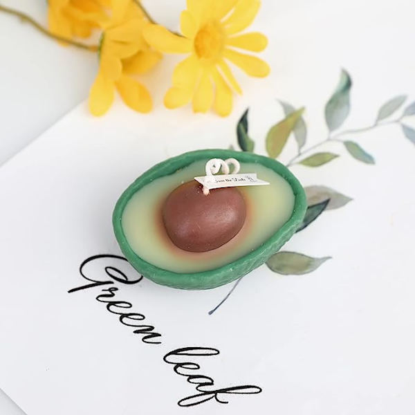 Avokado formad doftljus, fruktarom sojavax dekorativt ljus för bord P avocado