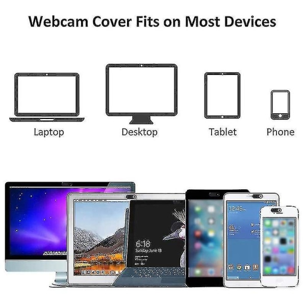 Webkameradeksel, 12-pakning Ultratynn Design Webkameradeksel Skyv