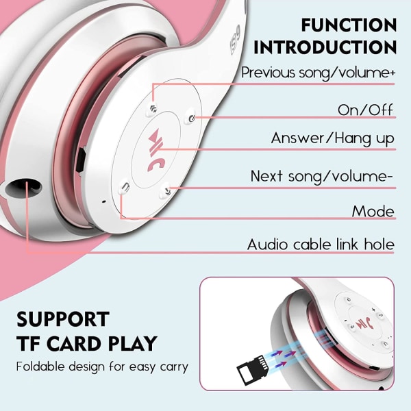 Trådløse øretelefoner, Bluetooth-hovedtelefoner 5.3, 30H spilletid, Bu