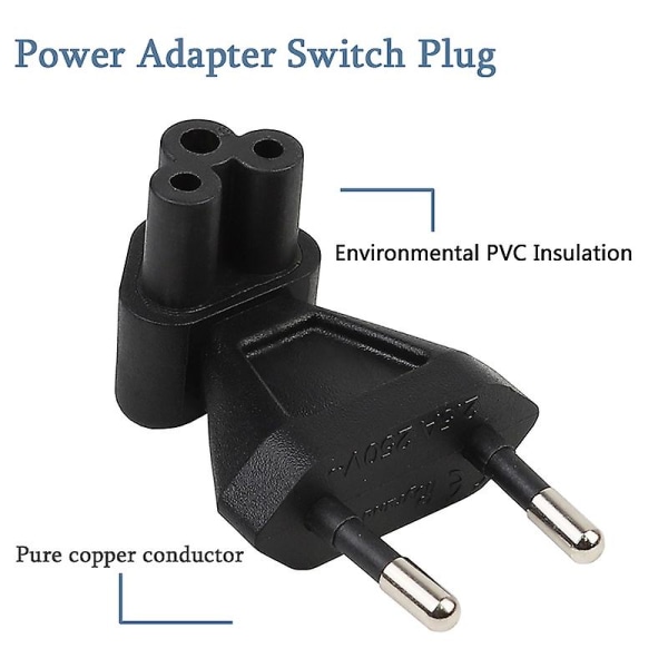 2-polet Eu Han-stik til Iec 320 C5 Hunkon AC-adapter 2.5a Sikring, Eu Industriel Strømstikkonverter