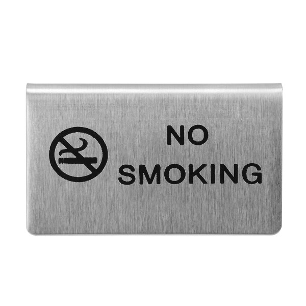 1 stk rustfritt stål røykeforbudt bordskilt røykeforbudt til hjemmet (sølv)