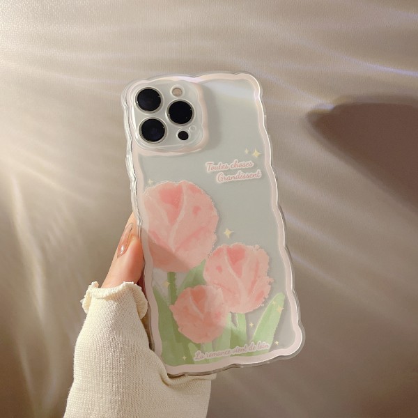 Søt iPhone 13-deksel for kvinner, jenter, nydelig blomstermønster Wave Comfor
