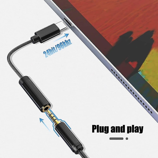 3,5 mm Trs til Trrs Mikrofon Sc7-kabel + Type C hann til 3,5 hunn-adapter